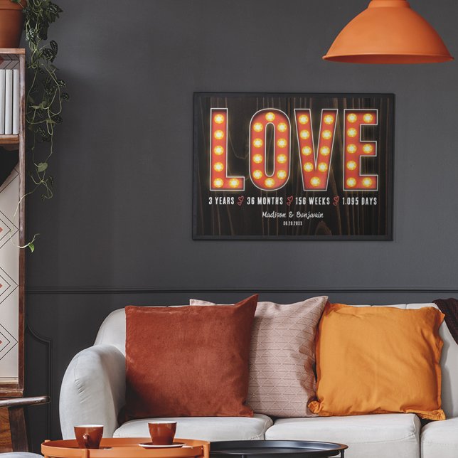 Retro Milestone 3:e årsdagen Personlig Kärlek Poster (Skapare uppladdad)