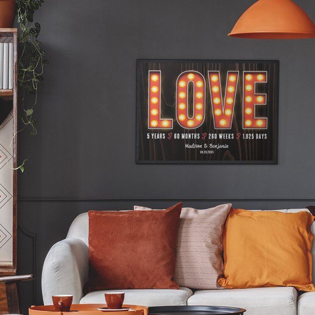 Retro Milestone 5-årsdagen Personlig Kärlek Poster (Skapare uppladdad)