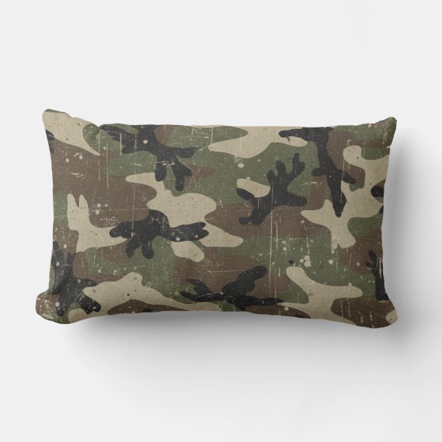 Retro Militär Kamuflagemönster Lumbarkudde (Framsida)