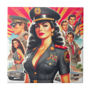 Retro Militär kvinna Kakelplatta