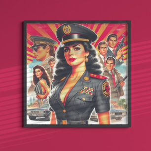 Retro Militär kvinna Poster