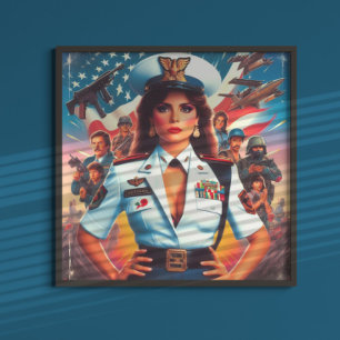 Retro Militär kvinna Poster