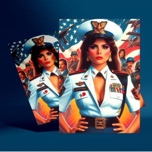 Retro Militär kvinna Vykort