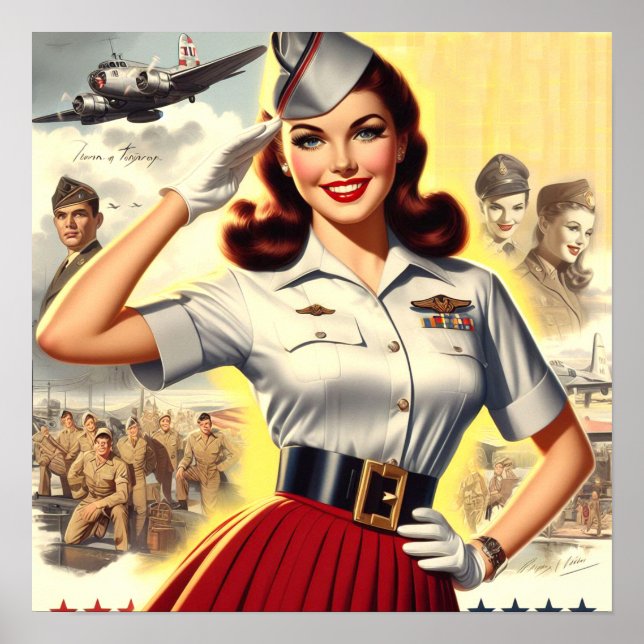 Retro Militär Pin-up Poster (Framsidan)