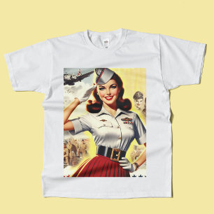 Retro Militär Pin-up T Shirt