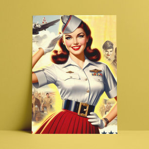Retro Militär Pin-up Vykort