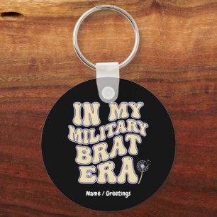 Retro Militärbrataera Groovy Maskros Lila Upp Nyckelring