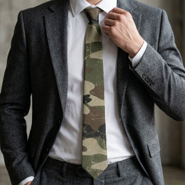 Retro militäriskt kamouflage-mönster slips