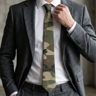 Retro militäriskt kamouflage-mönster slips