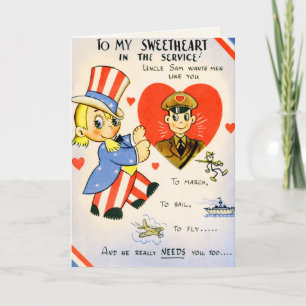 Retro militärt valentin för US kort för dag