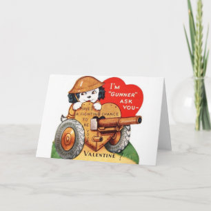 Retro Military Gunner Valentine Day Card Helgkort