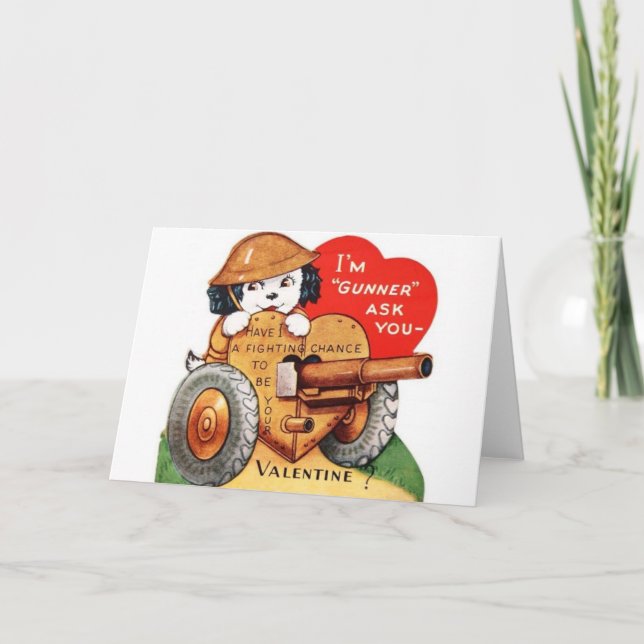 Retro Military Gunner Valentine Day Card Helgkort (Framsida)