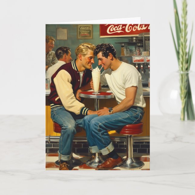 Retro Milkshake-ölelse Kort (Framsida)