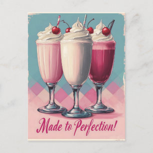 Retro Milkshake Trio med Cherries and Cream Helg Vykort