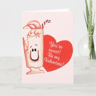 Retro Milkshakevalentin kort för hälsning för dag
