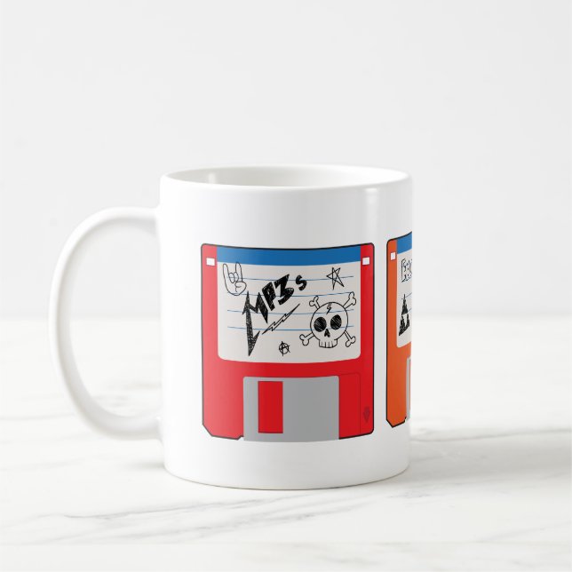 Retro Millennial Core Disketter med etiketter Kaffemugg (Vänster)