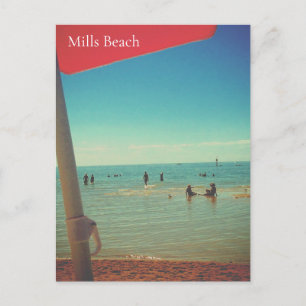 Retro Mills Beach, Mornington Vykort