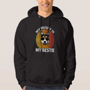 Retro Min Husky Är Min Bästa Vän Vintage Huskies H Hoodie
