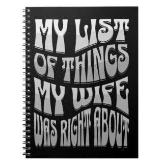Retro min lista över Sak min fru var Höger om Anteckningsbok