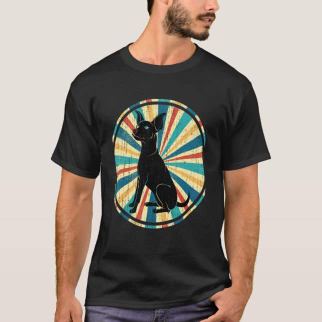 Retro Min Pinscher T Shirt (Framsida)
