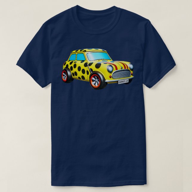 Retro Mini Cooper Whimsical PolkaDoften Fordon Il T Shirt (Design framsida)