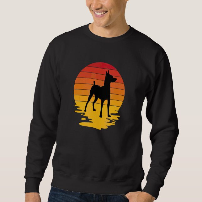 Retro Miniature Pinscher Min Pin på svenska Lång Ärmad Tröja (Framsida)