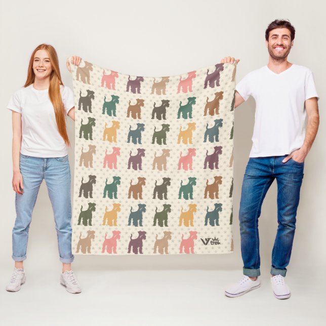 Retro Miniature Schnauzer Hund Blanket for Gift Fleecefilt (På plats)