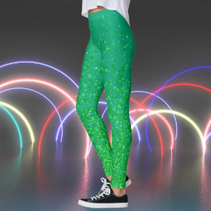 Retro-miniatyrdiagram vid Grönt av blått utskrift Leggings