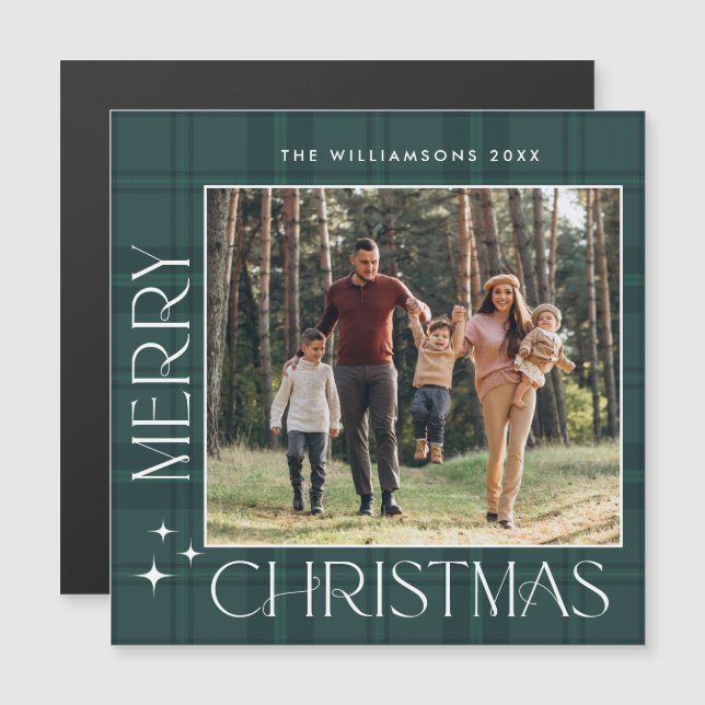 Retro-minikort med minsta Julpapp för PHOTO-magnet (Fram/baksida)