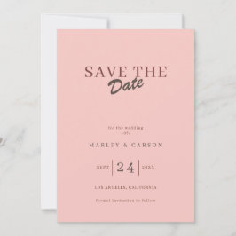 Retro Minimal Blush Pink Save The Date Wedding Inbjudningar