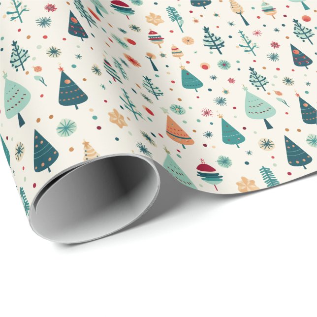 Retro Minimal Julgran Mönster Presentpapper (Rullad Hörn)