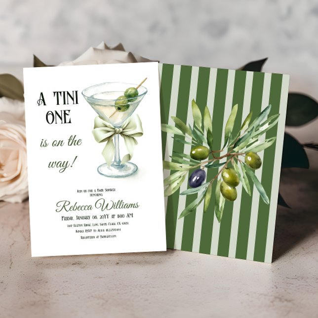 Retro minimalist A Tini One Martini Baby Shower Inbjudningar (Skapare uppladdad)