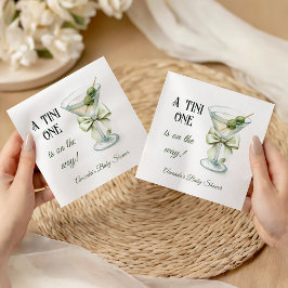 Retro Minimalist A Tini One Martini Baby Shower Pappersservett