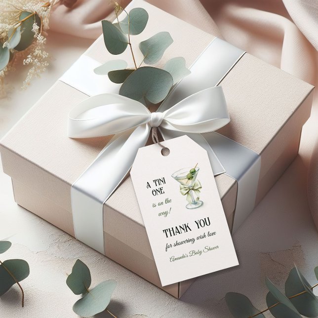 Retro Minimalist A Tini One Martini Baby Shower Presentetikett (Skapare uppladdad)