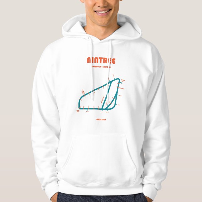 Retro Minimalist Aintree Racecourse Line Art Print Hoodie (Framsida)