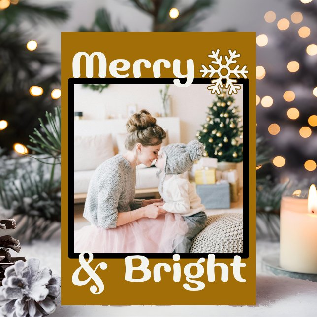 Retro minimalist Brown Snowflake-julfoto Julkort (Skapare uppladdad)