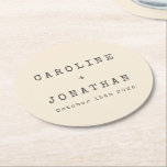 Retro Minimalist Cream Typewriter Personligt bröll Underlägg Papper Rund<br><div class="desc">Papper för Retro Minimalist Typewriter Font Personligt bröllp Round Underlägg i Cream</div>