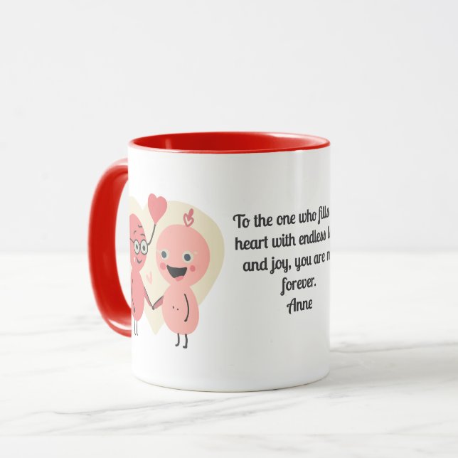 Retro Minimalist Cute Kärlek tillsammans | konstig Mugg (Framsida vänster)