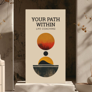 Retro minimalist Eclipse Serenity Life Coach, Yoga Visitkort
