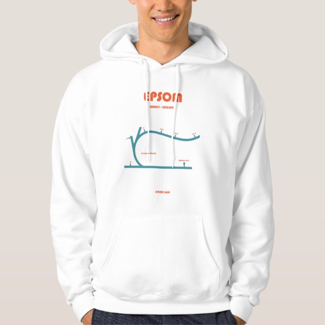 Retro minimalist Epsom Racecourse Linje Art Print Hoodie (Framsida)
