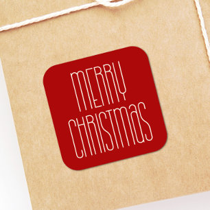 Retro Minimalist God jul Red Fyrkantigt Klistermärke