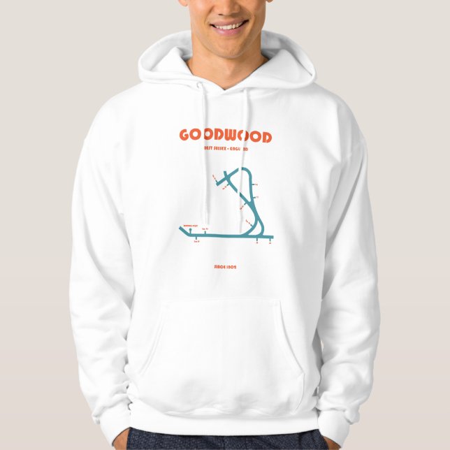 Retro Minimalist Goodwood Racecourse Line Art Prin Hoodie (Framsida)