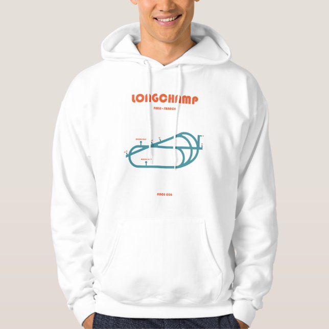 Retro Minimalist Longchamp Racecourse Line Art Pri Hoodie (Framsida)