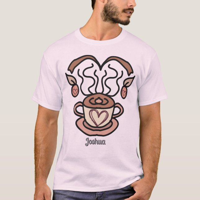 Retro Minimalist Min Kaffe, Min Kärlek | Roligt T Shirt (Framsida)
