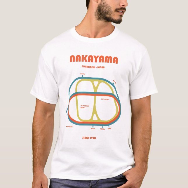 Retro Minimalist Nakayama Racecourse Line Art Prin T Shirt (Framsida)
