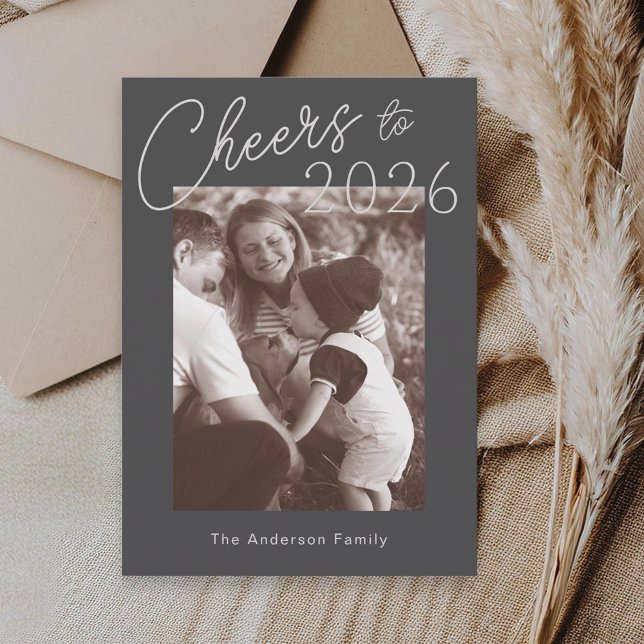 Retro Minimalist New Years Photo Julkort (Skapare uppladdad)