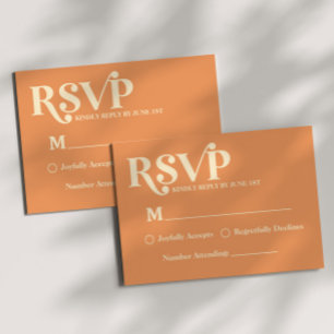 Retro minimalist orange bröllops-RSVP OSA Kort