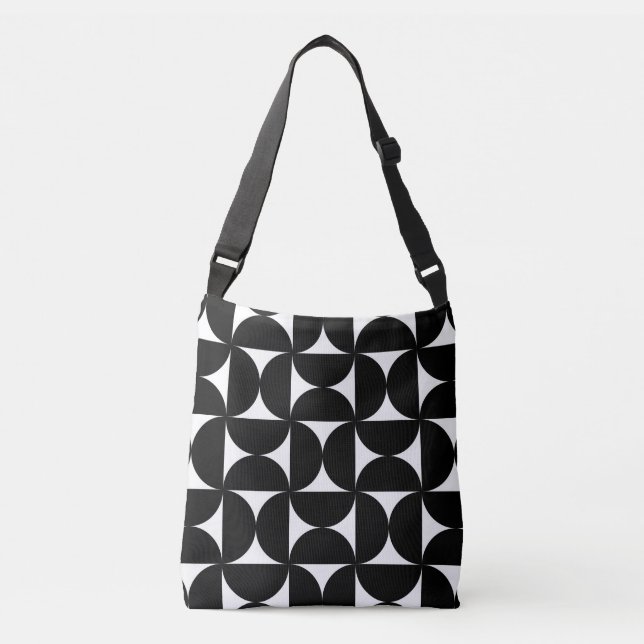 Retro Minimalist Style Black Geometric Bauhaus Axelväska (Framsida)