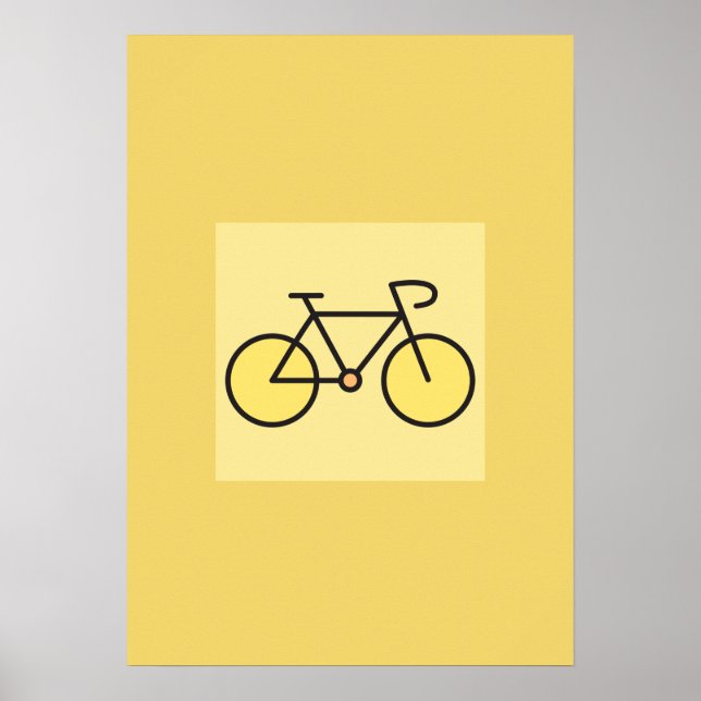 Retro Minimalist Yellow Bicycle Art Nursery Wall  Poster (Framsidan)