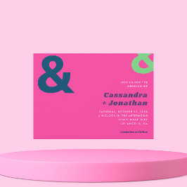 Retro Minimalistisk Bright Ampersand Photo Bröllop Inbjudningar